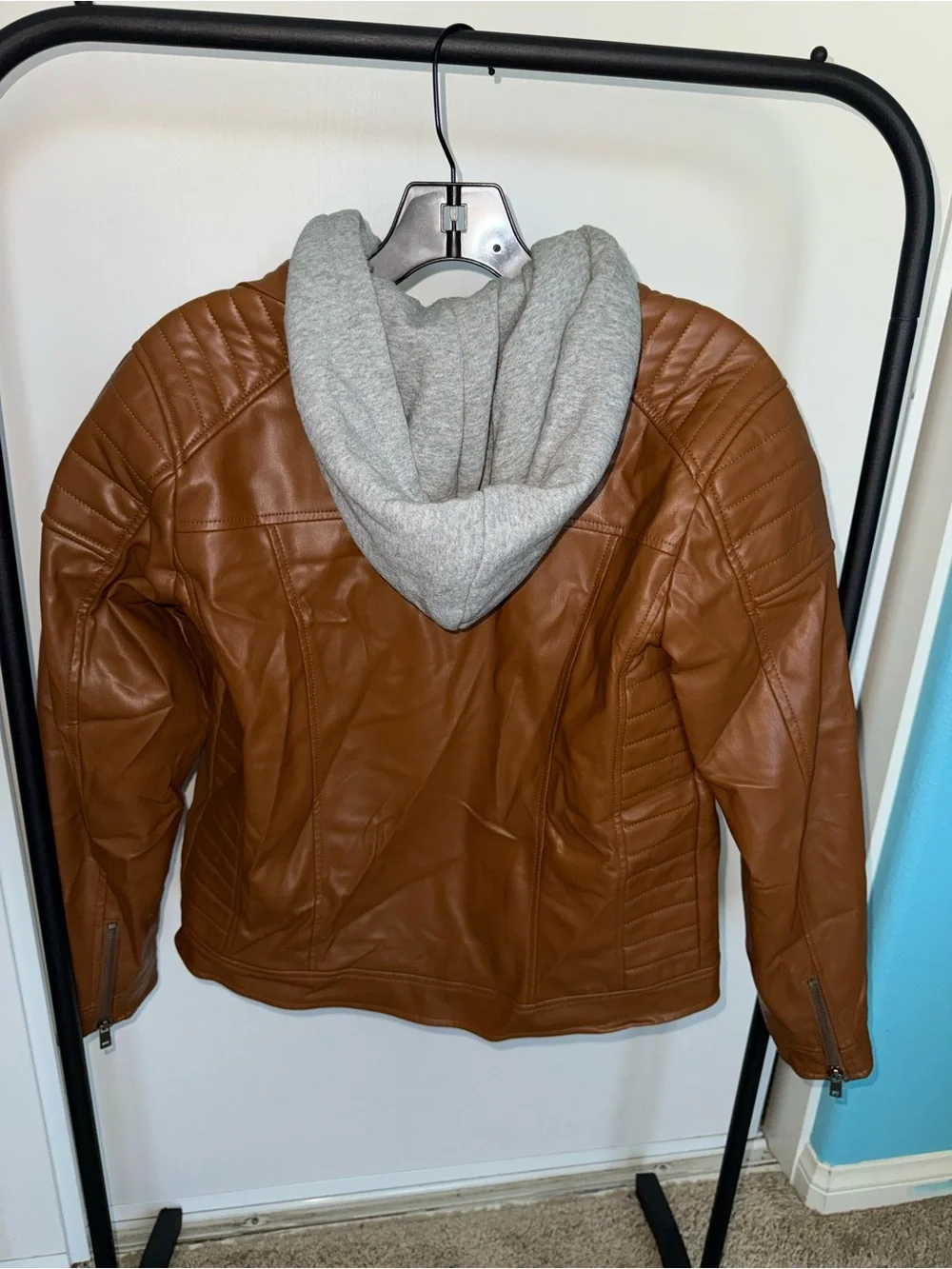 GUESS Brown Bomber Jacket with Gray Hoodie Insert - Kids